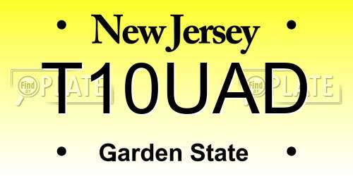 T10UAD New Jersey License Plate