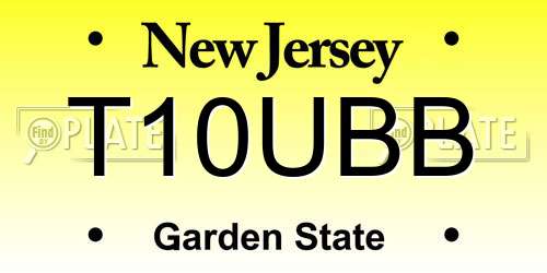 T10UBB New Jersey License Plate