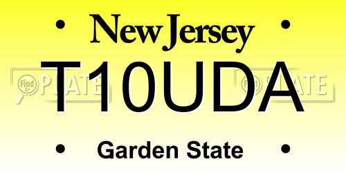 T10UDA New Jersey License Plate