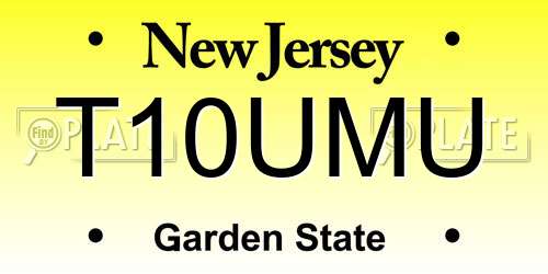 T10UMU New Jersey License Plate