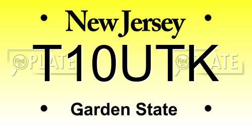 T10UTK New Jersey License Plate