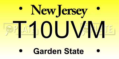 T10UVM New Jersey License Plate