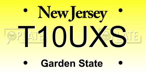 T10UXS New Jersey License Plate