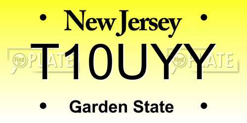 T10UYY New Jersey License Plate