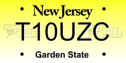 T10UZC New Jersey License Plate