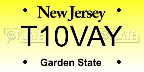 T10VAY New Jersey License Plate