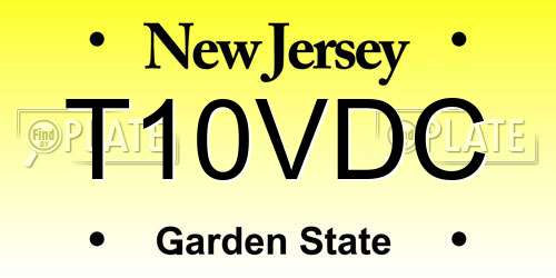 T10VDC New Jersey License Plate