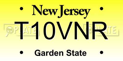 T10VNR New Jersey License Plate