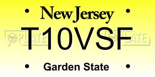 T10VSF New Jersey License Plate