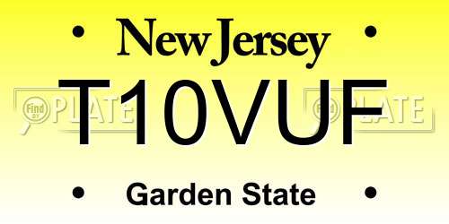 T10VUF New Jersey License Plate
