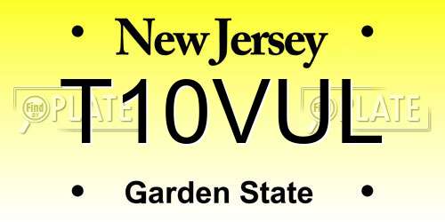 T10VUL New Jersey License Plate