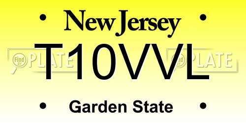 T10VVL New Jersey License Plate