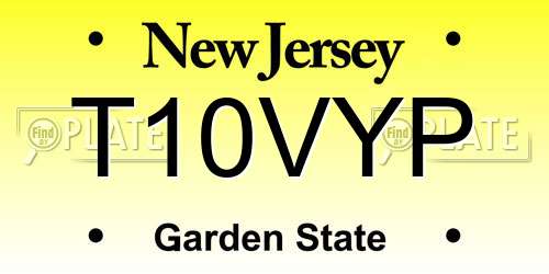 T10VYP New Jersey License Plate