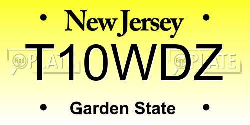 T10WDZ New Jersey License Plate