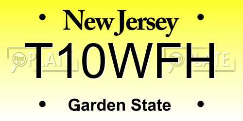 T10WFH New Jersey License Plate