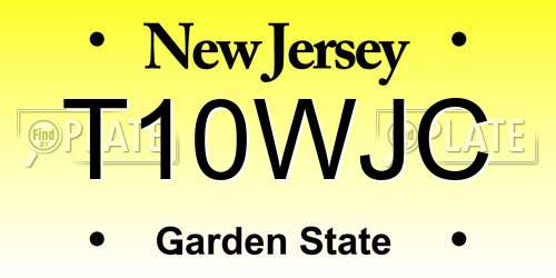 T10WJC New Jersey License Plate