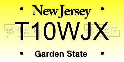 T10WJX New Jersey License Plate
