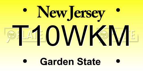 T10WKM New Jersey License Plate