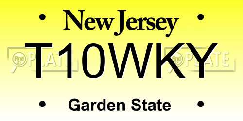 T10WKY New Jersey License Plate