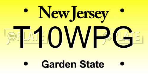 T10WPG New Jersey License Plate