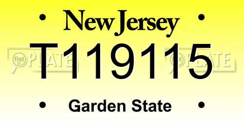 T119115 New Jersey License Plate