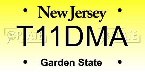 T11DMA New Jersey License Plate