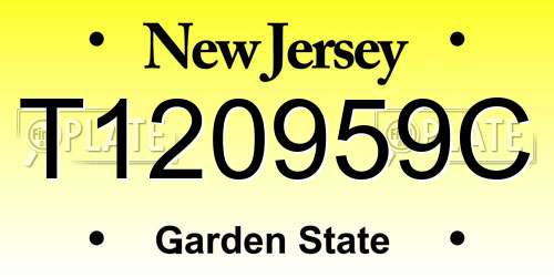 T120959C New Jersey License Plate
