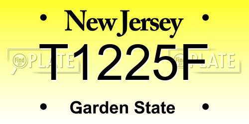 T1225F New Jersey License Plate