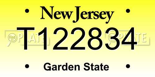 T122834 New Jersey License Plate