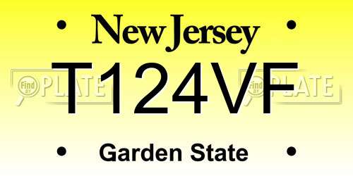 T124VF New Jersey License Plate
