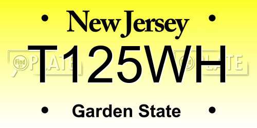 T125WH New Jersey License Plate