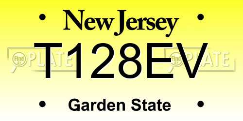T128EV New Jersey License Plate