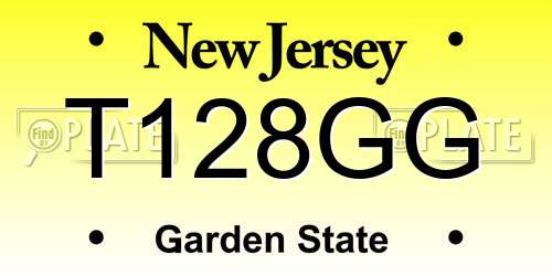 T128GG New Jersey License Plate