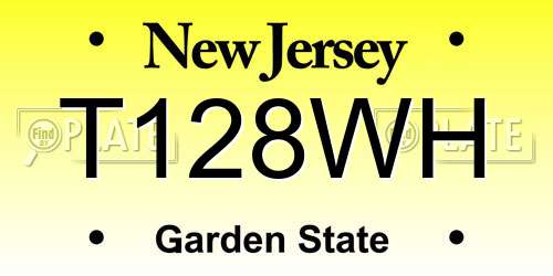 T128WH New Jersey License Plate