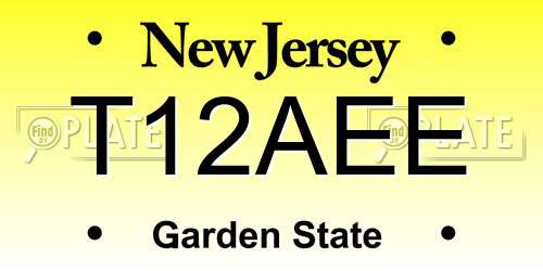 T12AEE New Jersey License Plate
