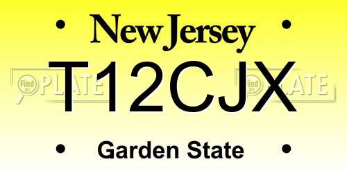 T12CJX New Jersey License Plate