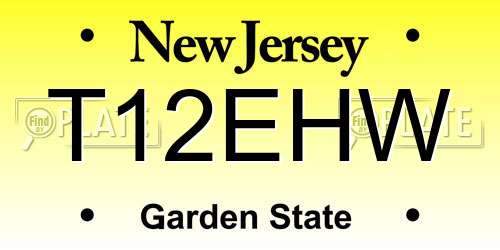 T12EHW New Jersey License Plate