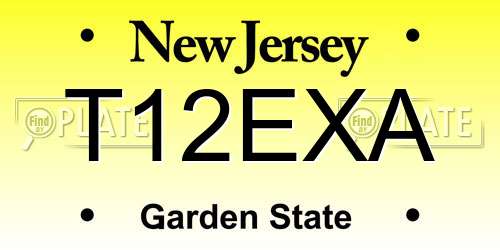 T12EXA New Jersey License Plate