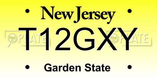 T12GXY New Jersey License Plate