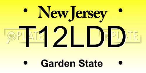 T12LDD New Jersey License Plate