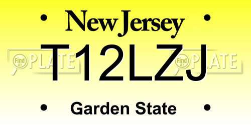 T12LZJ New Jersey License Plate