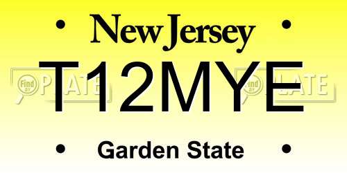 T12MYE New Jersey License Plate