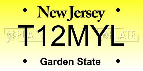 T12MYL New Jersey License Plate