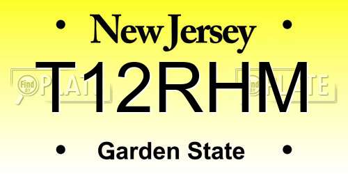 T12RHM New Jersey License Plate