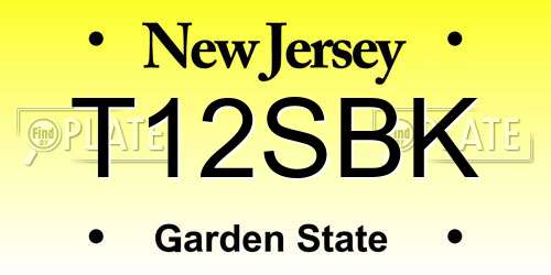 T12SBK New Jersey License Plate
