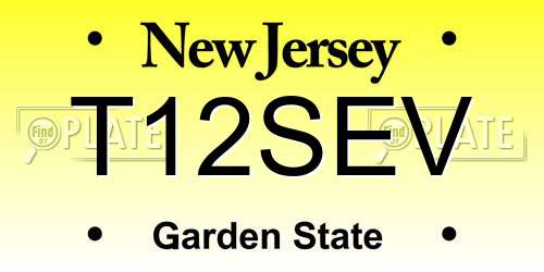 T12SEV New Jersey License Plate