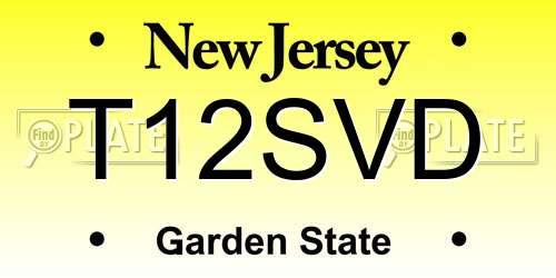 T12SVD New Jersey License Plate