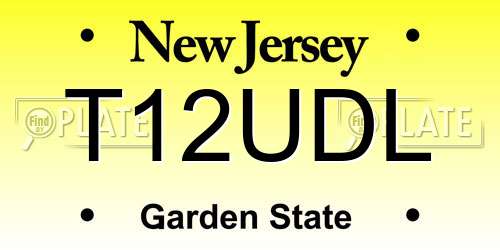 T12UDL New Jersey License Plate