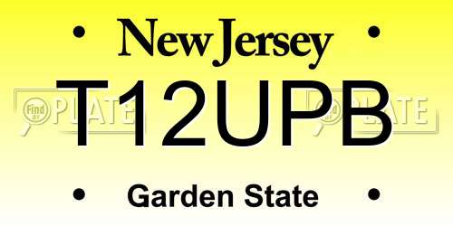 T12UPB New Jersey License Plate