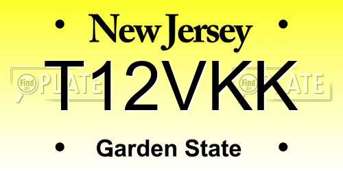 T12VKK New Jersey License Plate